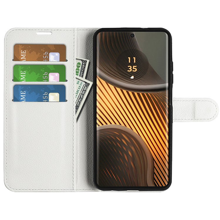 For Motorola Edge 50 Ultra 5G / Moto X50 Ultra 5G Wallet Case Litchi Texture Leather Phone Cover - White