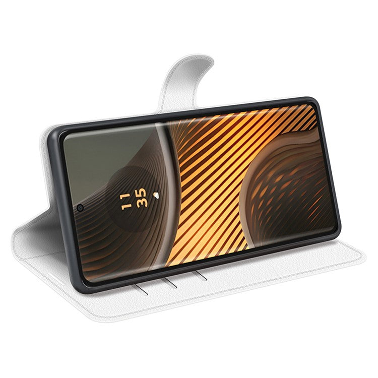 For Motorola Edge 50 Ultra 5G / Moto X50 Ultra 5G Wallet Case Litchi Texture Leather Phone Cover - White