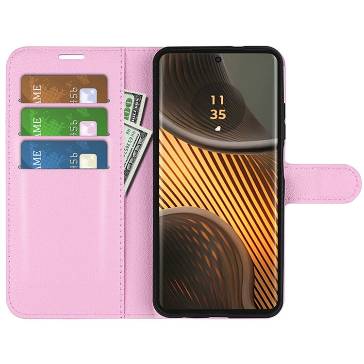 For Motorola Edge 50 Ultra 5G / Moto X50 Ultra 5G Wallet Case Litchi Texture Leather Phone Cover - Pink