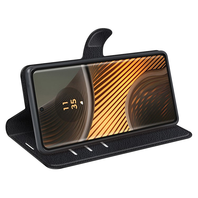 For Motorola Edge 50 Ultra 5G / Moto X50 Ultra 5G Wallet Case Litchi Texture Leather Phone Cover - Black