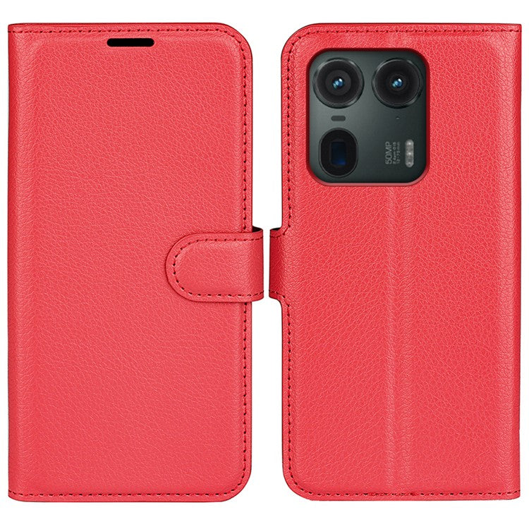 For Motorola Edge 50 Ultra 5G / Moto X50 Ultra 5G Wallet Case Litchi Texture Leather Phone Cover - Red