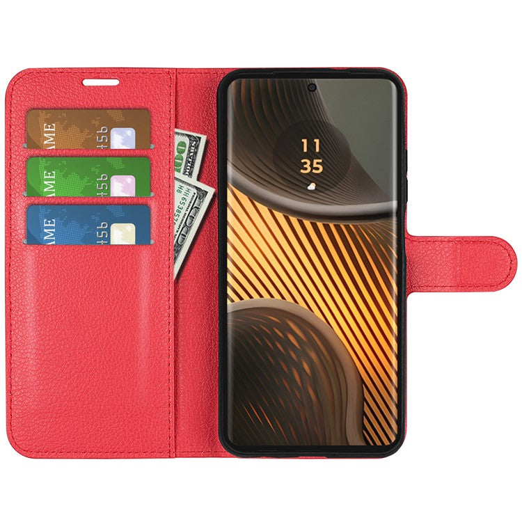 For Motorola Edge 50 Ultra 5G / Moto X50 Ultra 5G Wallet Case Litchi Texture Leather Phone Cover - Red