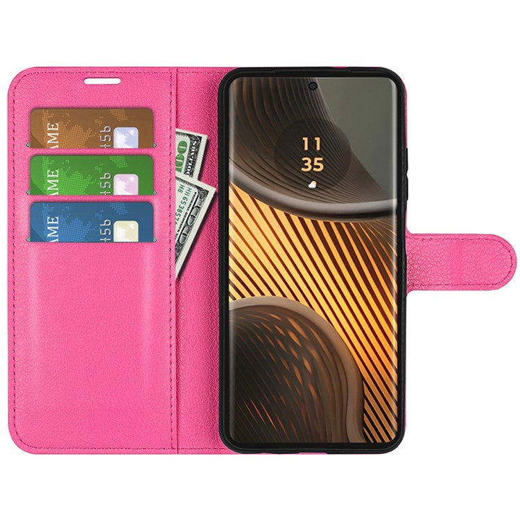 For Motorola Edge 50 Ultra 5G / Moto X50 Ultra 5G Wallet Case Litchi Texture Leather Phone Cover - Rose
