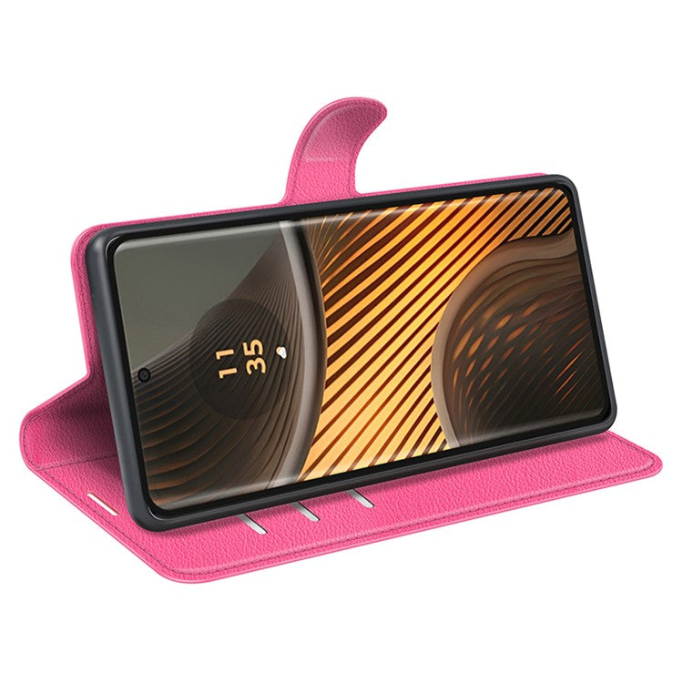 For Motorola Edge 50 Ultra 5G / Moto X50 Ultra 5G Wallet Case Litchi Texture Leather Phone Cover - Rose