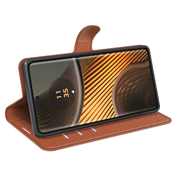 For Motorola Edge 50 Ultra 5G / Moto X50 Ultra 5G Wallet Case Litchi Texture Leather Phone Cover - Brown