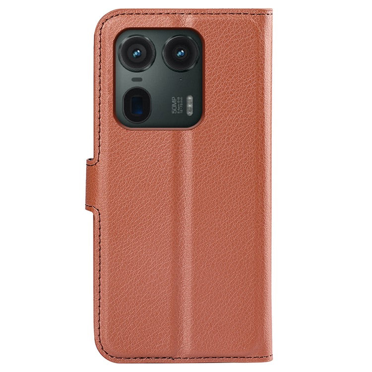 For Motorola Edge 50 Ultra 5G / Moto X50 Ultra 5G Wallet Case Litchi Texture Leather Phone Cover - Brown