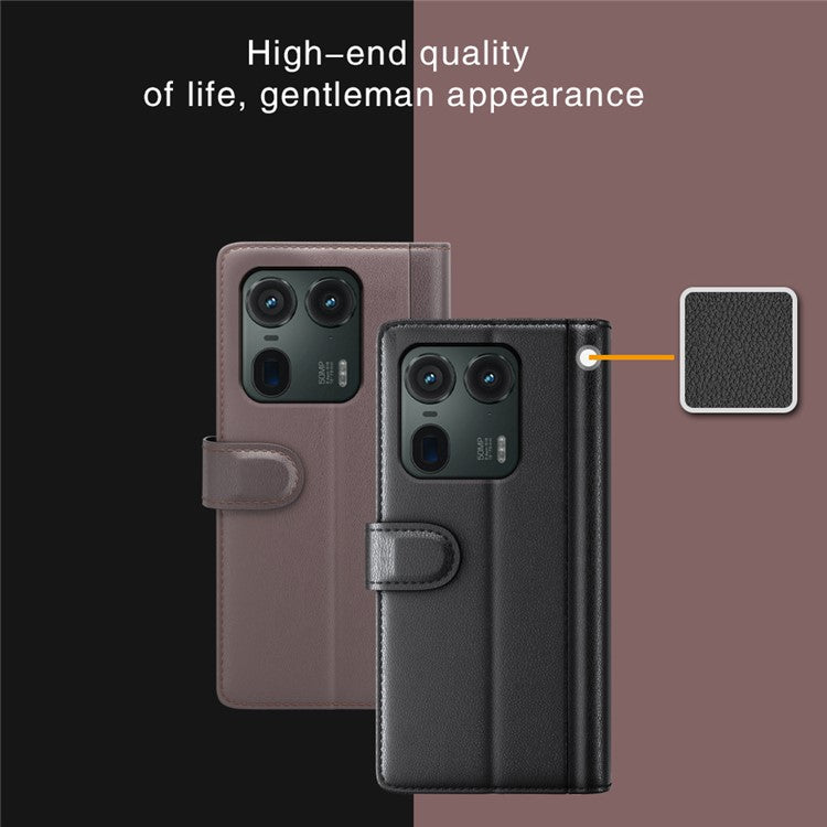 For Motorola Edge 50 Ultra 5G / Moto X50 Ultra 5G Case Genuine Split Leather Wallet Protective Phone Cover - Black