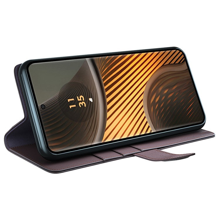 For Motorola Edge 50 Ultra 5G / Moto X50 Ultra 5G Case Genuine Split Leather Wallet Protective Phone Cover - Brown