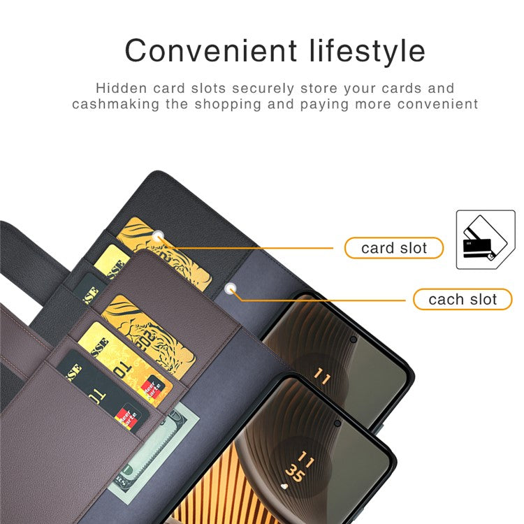 For Motorola Edge 50 Ultra 5G / Moto X50 Ultra 5G Case Genuine Split Leather Wallet Protective Phone Cover - Brown