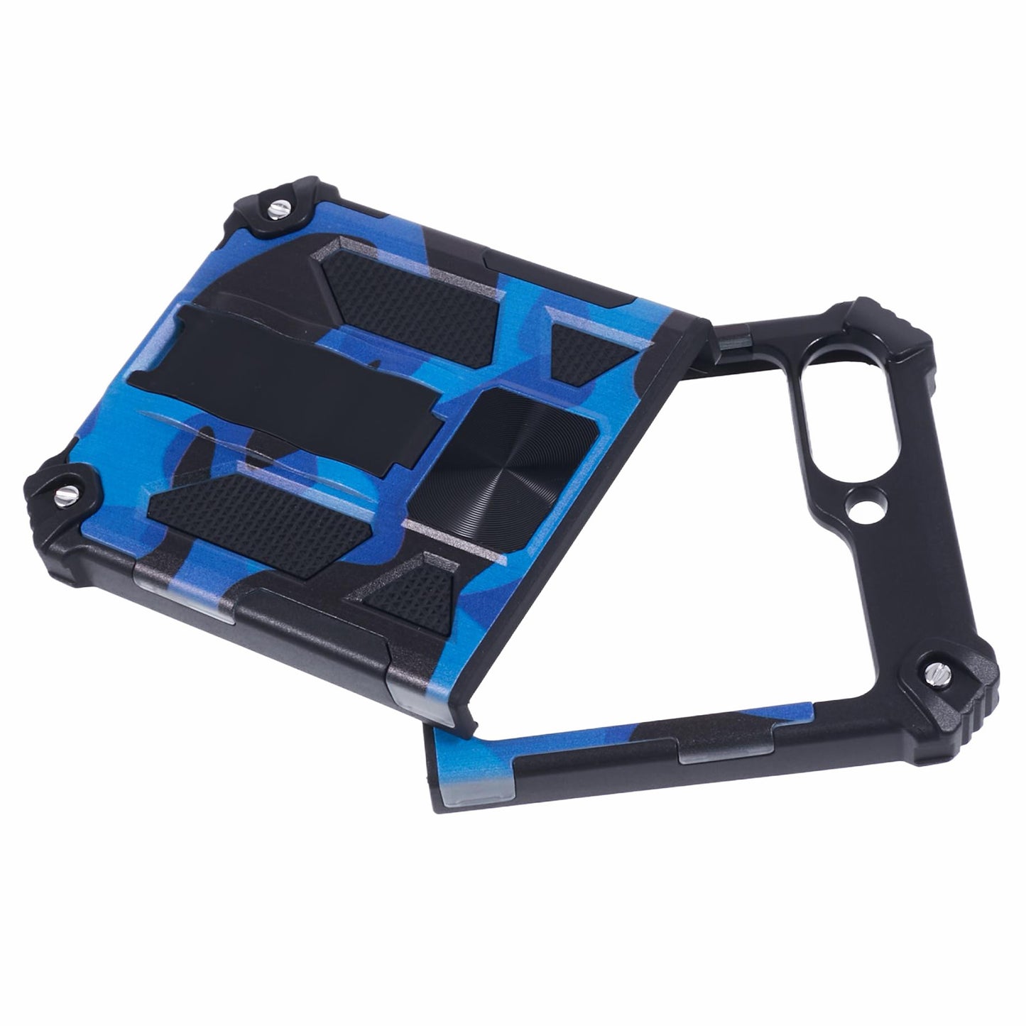 For Samsung Galaxy Z Flip6 5G Case Kickstand PC+TPU Camo Protective Cover - Blue