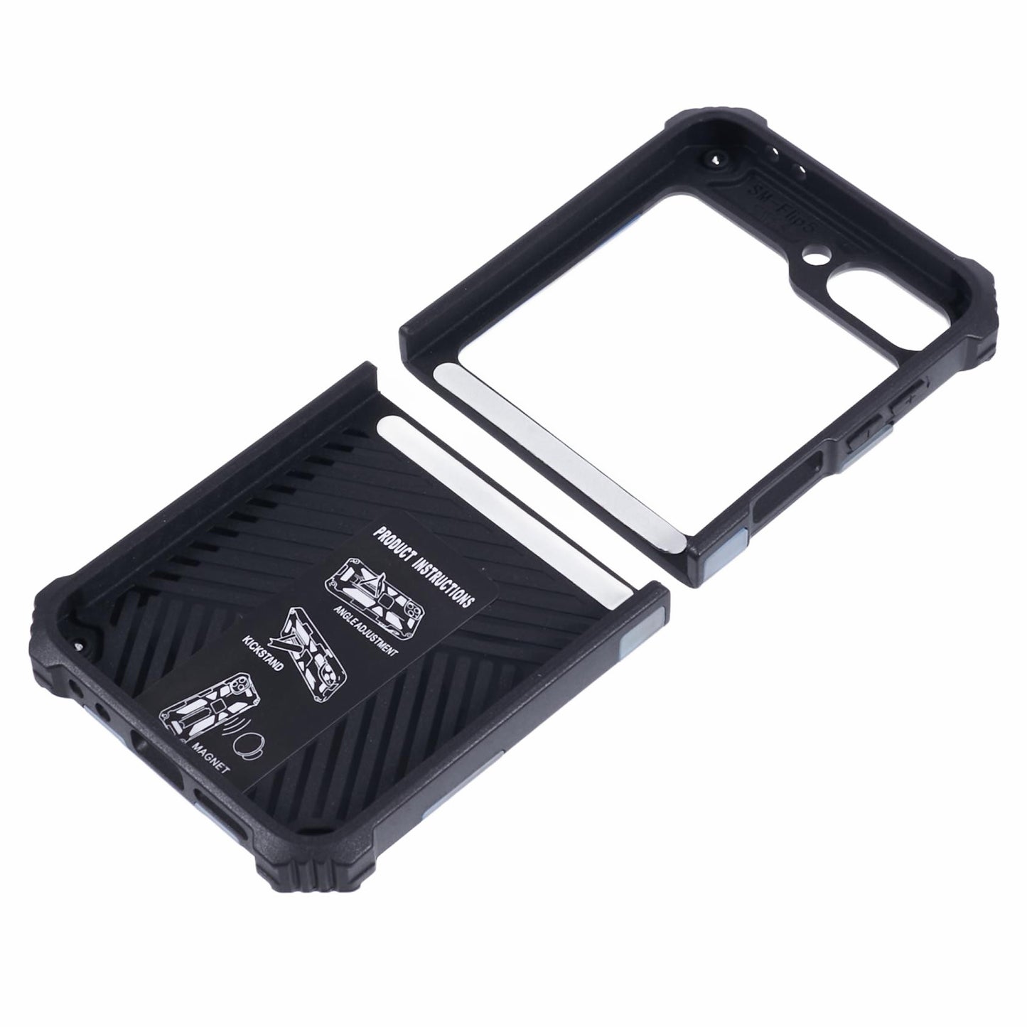 For Samsung Galaxy Z Flip6 5G Case Kickstand PC+TPU Camo Protective Cover - Blue