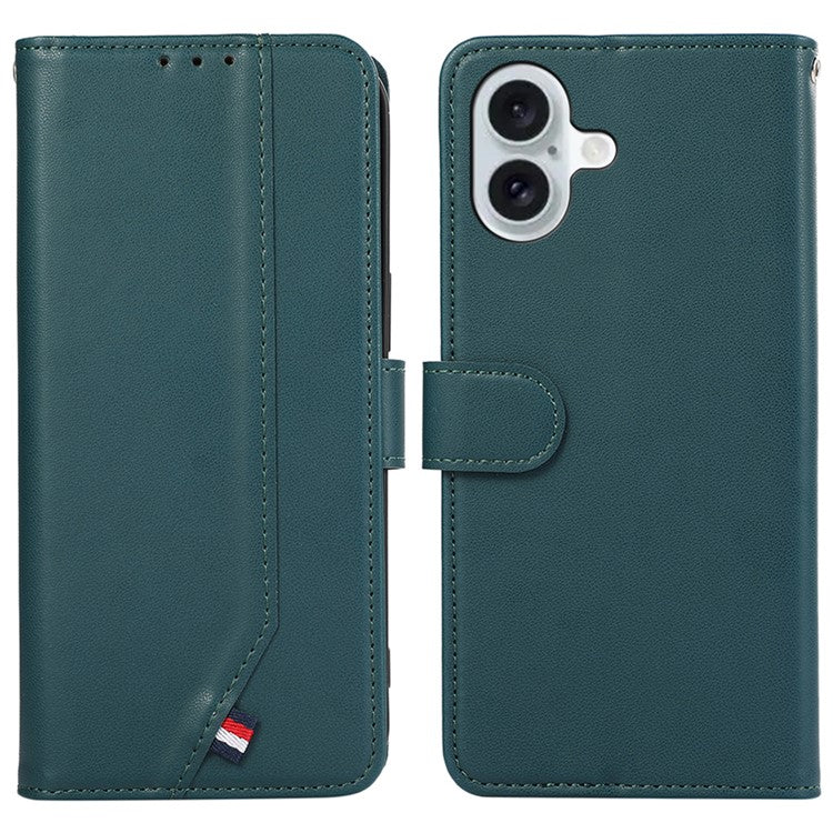 For iPhone 16 Case RFID Blocking Card Slots Leather Stand Phone Cover - Green