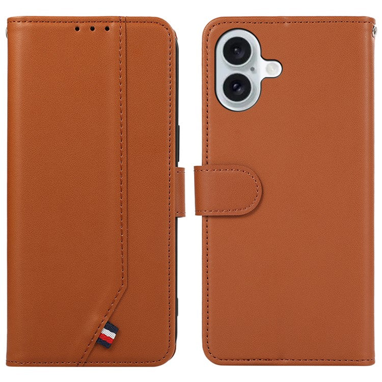 For iPhone 16 Plus Case RFID Blocking Flip Leather Phone Cover - Brown