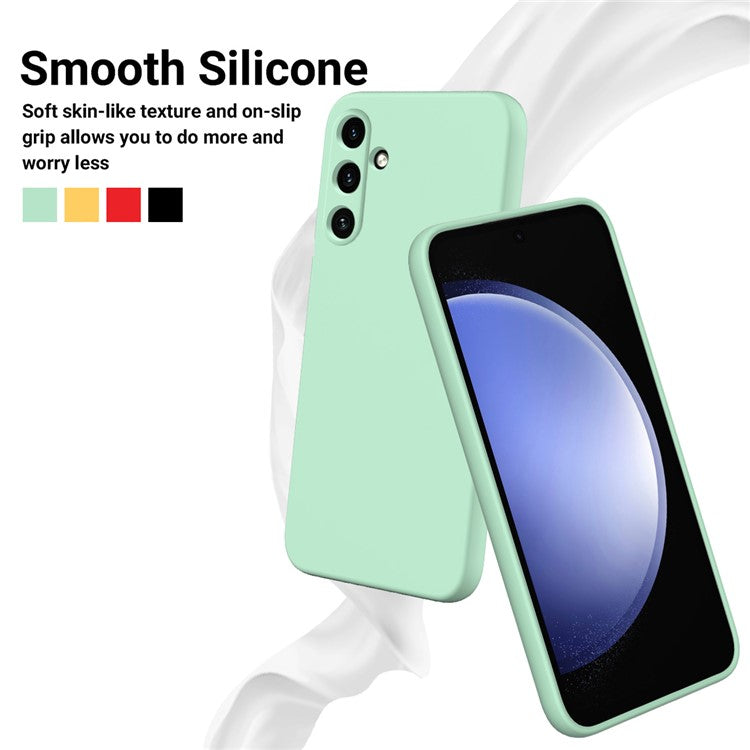 For Samsung Galaxy M55 5G / F55 5G / C55 5G Case Liquid Silicone Anti-Scratch Phone Cover with Strap - Green