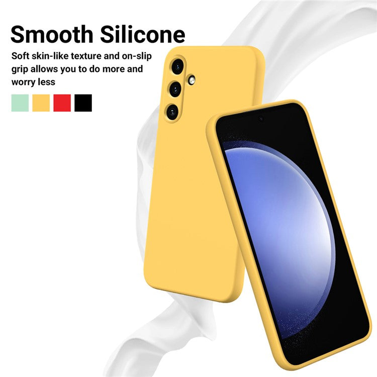 For Samsung Galaxy M55 5G / F55 5G / C55 5G Case Liquid Silicone Anti-Scratch Phone Cover with Strap - Yellow