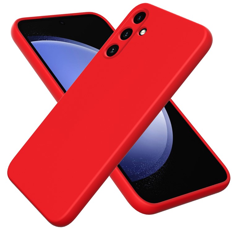 For Samsung Galaxy M55 5G / F55 5G / C55 5G Case Liquid Silicone Anti-Scratch Phone Cover with Strap - Red