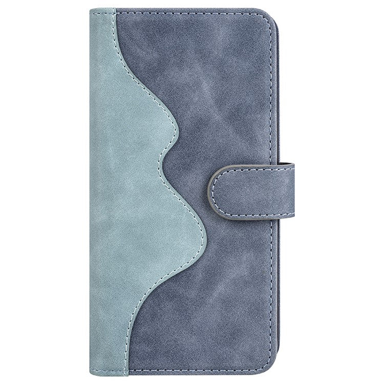 For iPhone 16 Case Wallet Dual Color Flip Leather Phone Cover - Blue