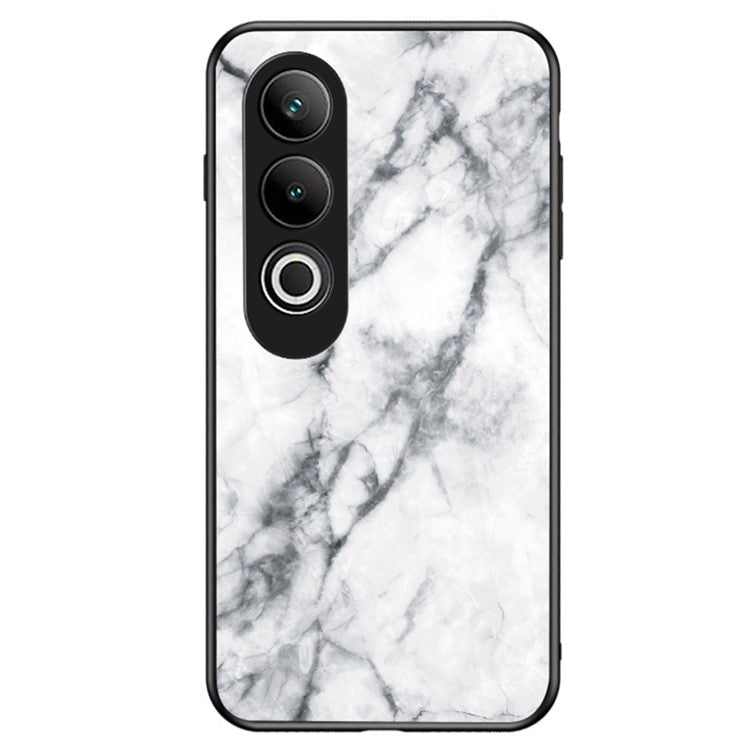 For OnePlus Nord CE4 5G Tempered Glass Case Marble Pattern Protective Phone Cover - White Marble