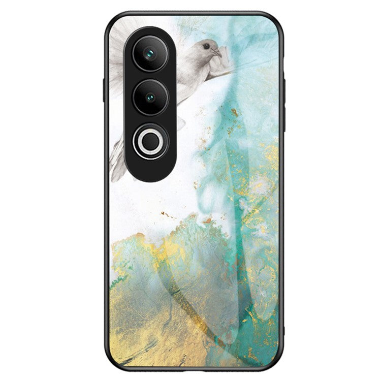 For OnePlus Nord CE4 5G Tempered Glass Case Marble Pattern Protective Phone Cover - Flying Pigeon Marble