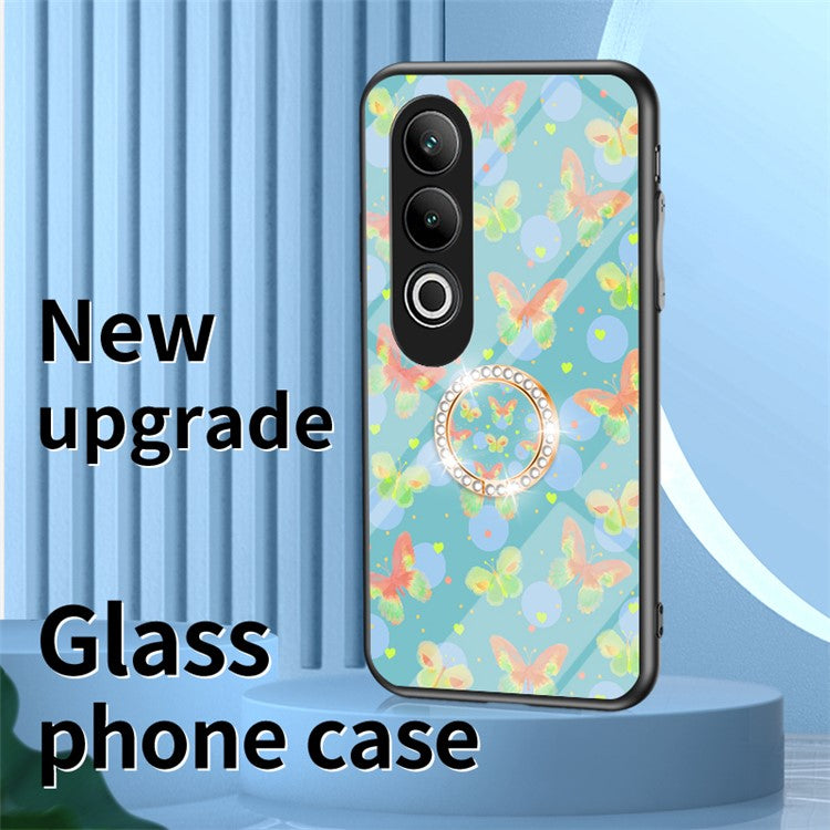 For OnePlus Nord CE4 5G Case Pattern Print Tempered Glass Kickstand Phone Cover - Brilliant Butterfly