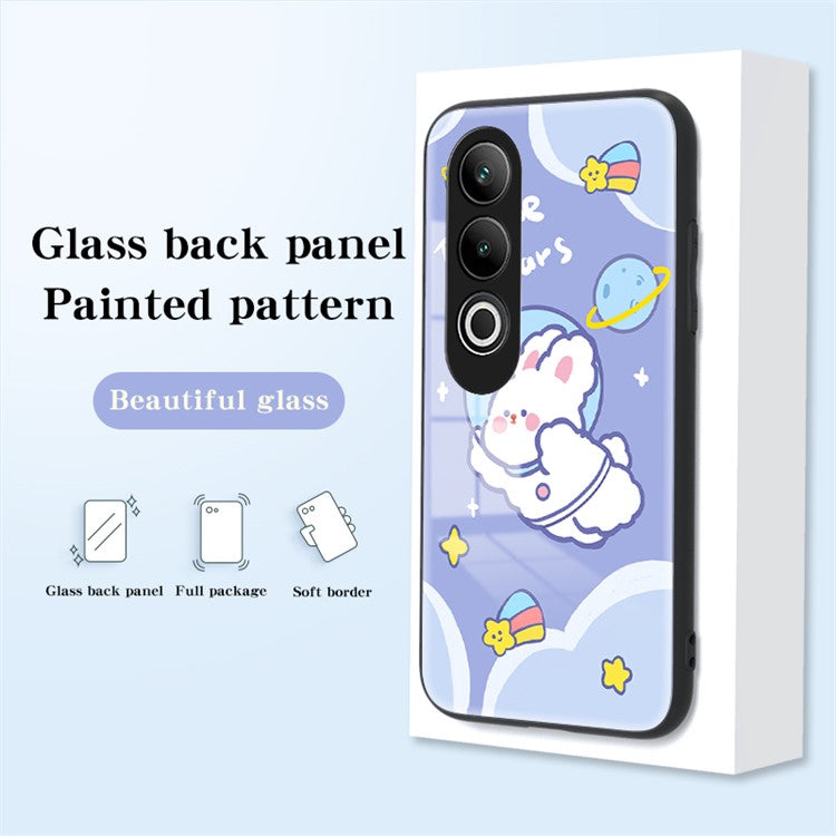 For OnePlus Nord CE4 5G Case Tempered Glass Phone Cover Cute Animal Art Pattern - Aerospace Rabbit