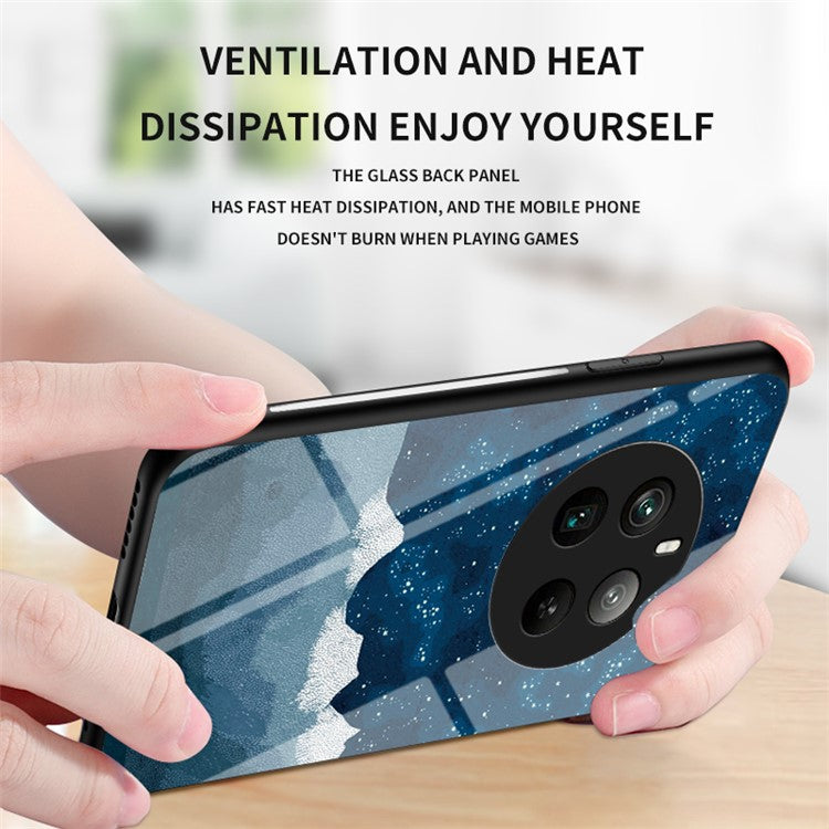 For Realme 12 Pro 5G / 12 Pro+ 5G Case Slim Tempered Glass Phone Cover Starry Sky Pattern Design - Bright Starry Sky