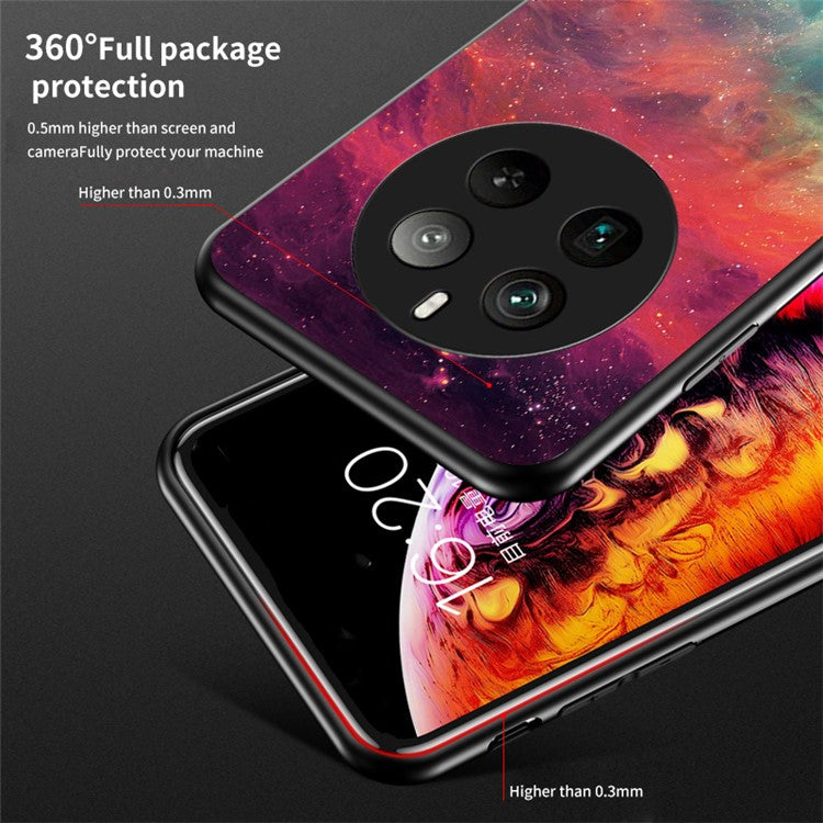 For Realme 12 Pro 5G / 12 Pro+ 5G Case Slim Tempered Glass Phone Cover Starry Sky Pattern Design - Bright Starry Sky
