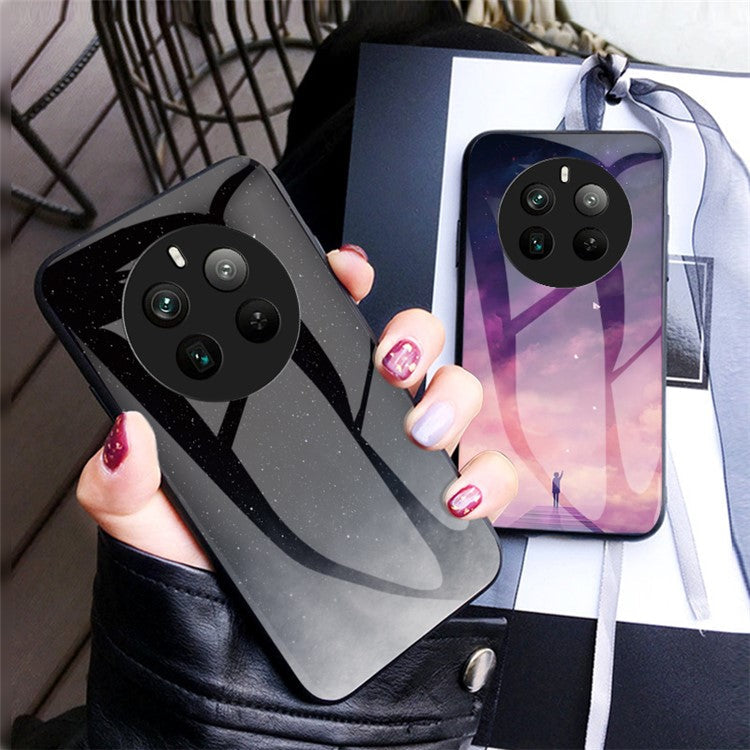 For Realme 12 Pro 5G / 12 Pro+ 5G Case Slim Tempered Glass Phone Cover Starry Sky Pattern Design - Bright Starry Sky