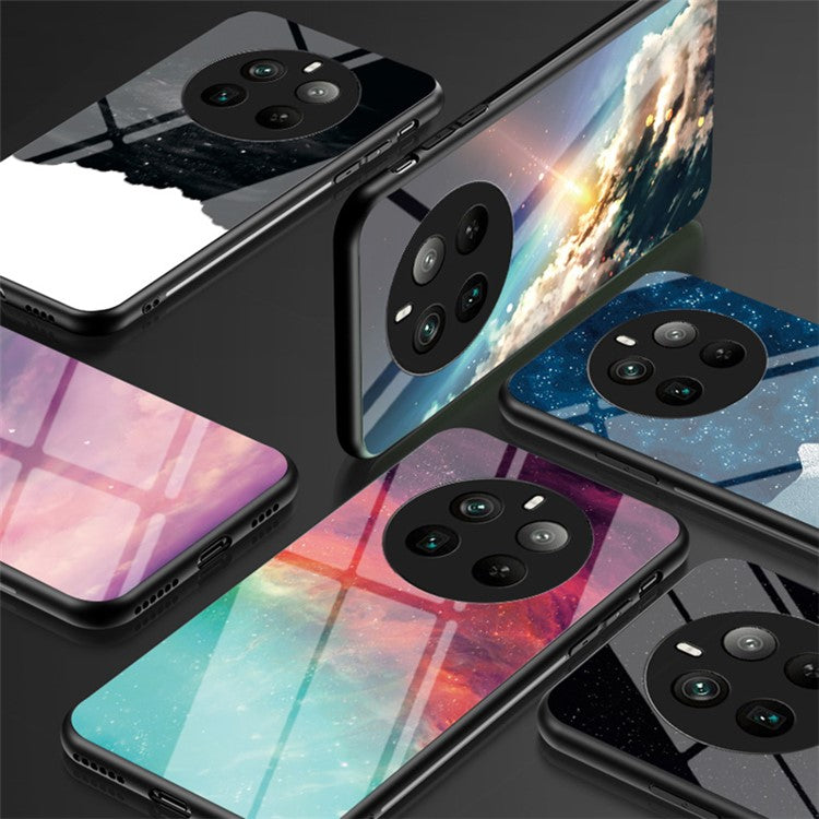 For Realme 12 Pro 5G / 12 Pro+ 5G Case Slim Tempered Glass Phone Cover Starry Sky Pattern Design - Bright Starry Sky