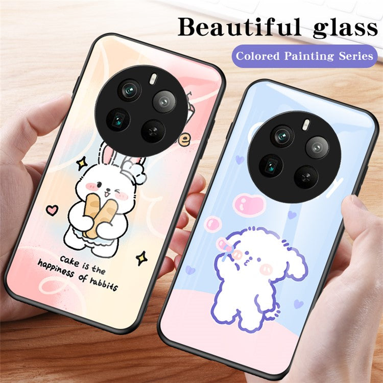 For Realme 12 Pro+ 5G / 12 Pro Case Shockproof Tempered Glass Phone Cover Cartoon Animal - Angel Cat