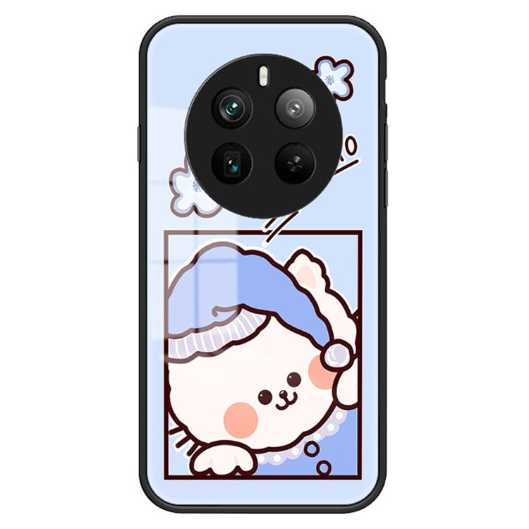 For Realme 12 Pro+ 5G / 12 Pro Case Shockproof Tempered Glass Phone Cover Cartoon Animal - Blue Cat