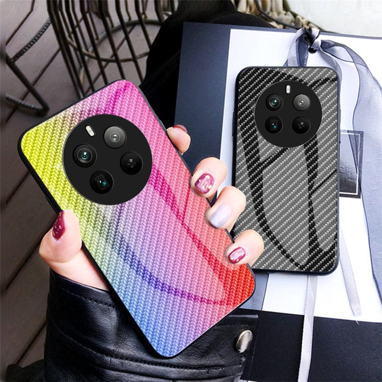 For Realme 12 Pro 5G / 12 Pro+ 5G Case Tempered Glass+PC+TPU Mobile Phone Cover - Golden Fiber