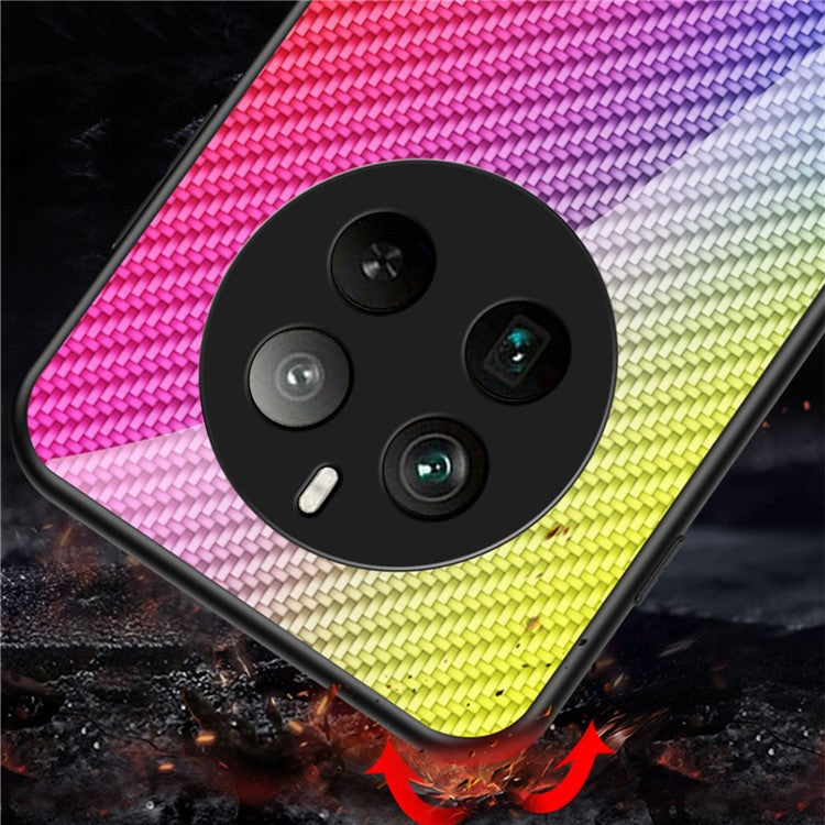 For Realme 12 Pro 5G / 12 Pro+ 5G Case Tempered Glass+PC+TPU Mobile Phone Cover - Golden Fiber