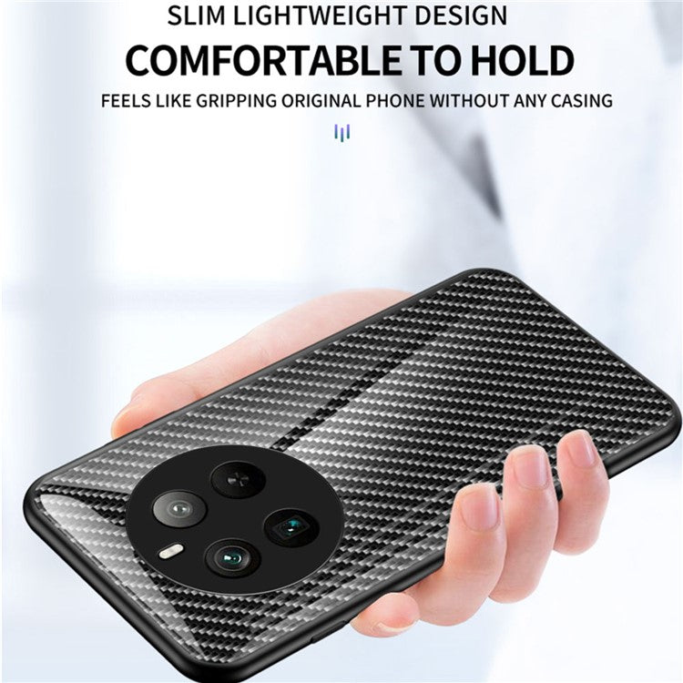 For Realme 12 Pro 5G / 12 Pro+ 5G Case Tempered Glass+PC+TPU Mobile Phone Cover - Black Fiber