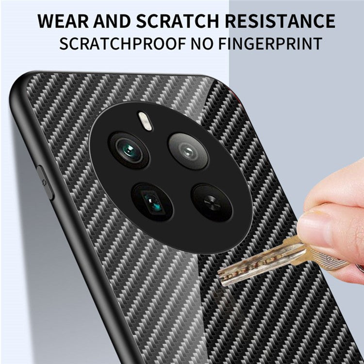 For Realme 12 Pro 5G / 12 Pro+ 5G Case Tempered Glass+PC+TPU Mobile Phone Cover - Black Fiber
