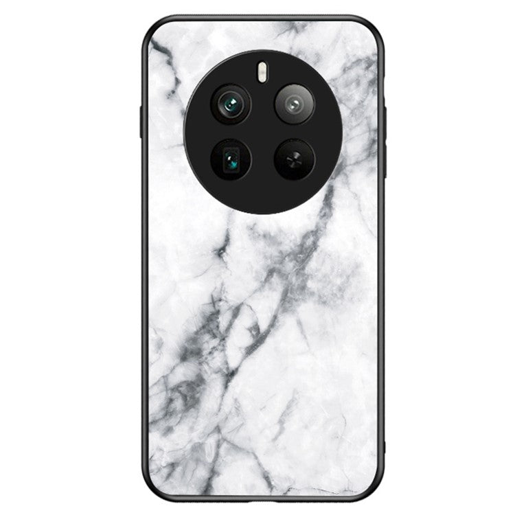 For Realme 12 Pro 5G / 12 Pro+ 5G Tempered Glass Case Marble Pattern Protective Phone Cover - White Marble