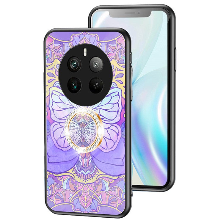 For Realme 12 Pro 5G / 12 Pro+ 5G Kickstand Case Butterfly Series Tempered Glass Phone Cover - Phantom Butterfly