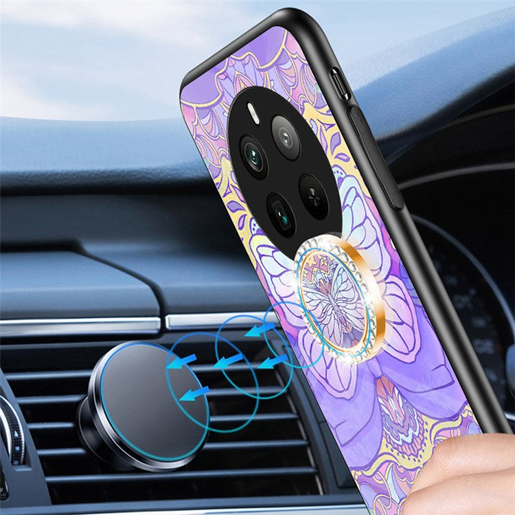 For Realme 12 Pro 5G / 12 Pro+ 5G Kickstand Case Butterfly Series Tempered Glass Phone Cover - Colorful Butterfly