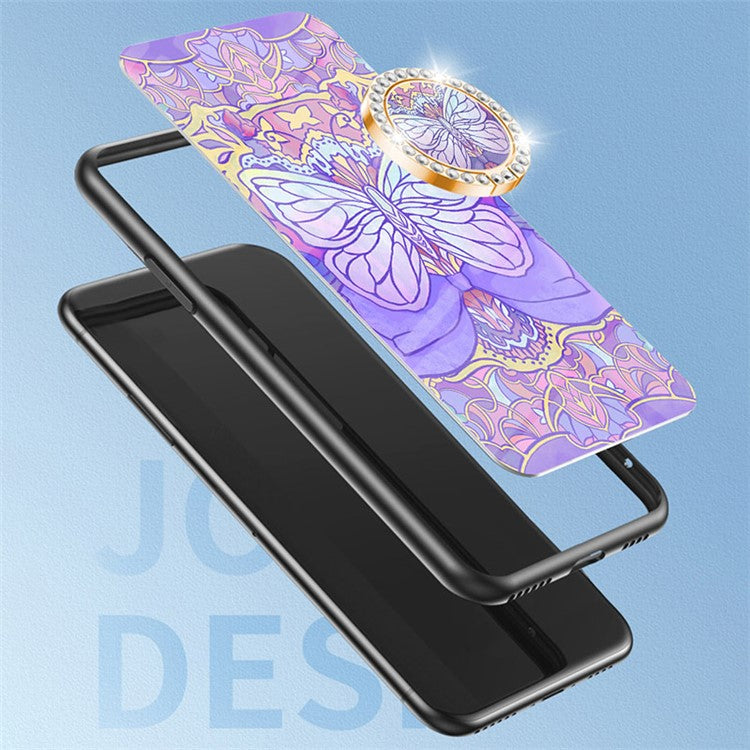 For Realme 12 Pro 5G / 12 Pro+ 5G Kickstand Case Butterfly Series Tempered Glass Phone Cover - Colorful Butterfly