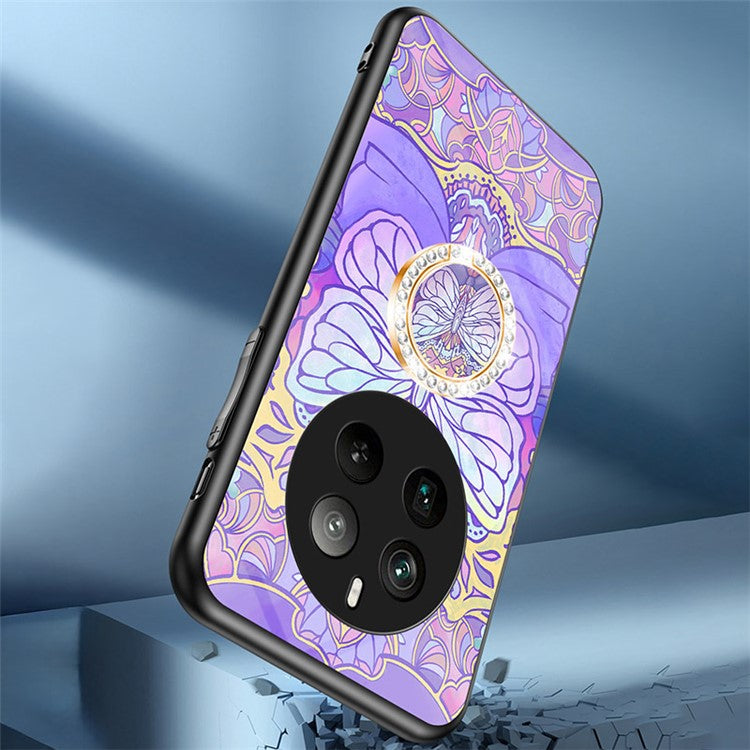 For Realme 12 Pro 5G / 12 Pro+ 5G Kickstand Case Butterfly Series Tempered Glass Phone Cover - Colorful Butterfly