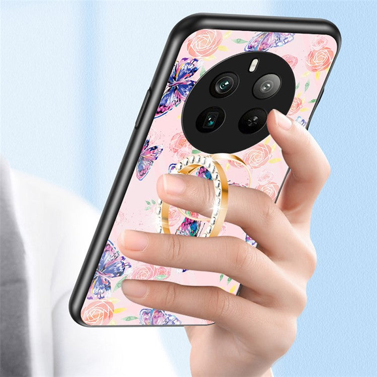 For Realme 12 Pro 5G / 12 Pro+ 5G Kickstand Case Butterfly Series Tempered Glass Phone Cover - Brilliant Butterfly