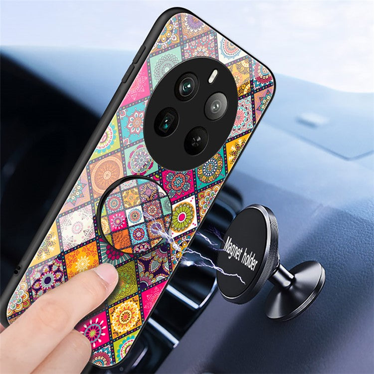For Realme 12 Pro 5G / 12 Pro+ 5G Tempered Glass Case Pattern Print Kickstand Phone Cover -  Color Pattern