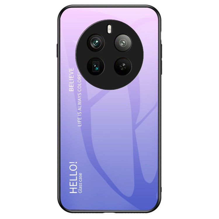 For Realme 12 Pro 5G / 12 Pro+ 5G Case Anti-Drop Tempered Glass Phone Cover - Gradient Pink Purple