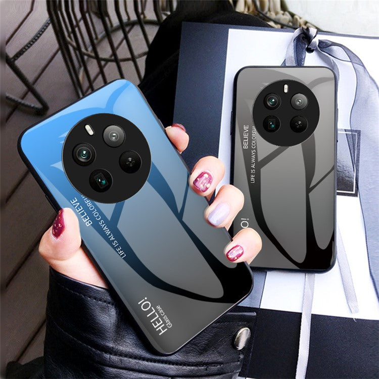 For Realme 12 Pro 5G / 12 Pro+ 5G Case Anti-Drop Tempered Glass Phone Cover - Black