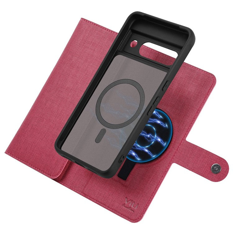 GMB Series For Google Pixel 8a Magnetic Case RFID Blocking Detachable Leather Wallet Phone Cover - Rose