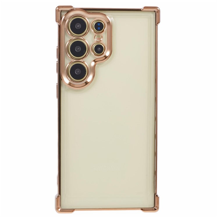 For Samsung Galaxy S24 Ultra Case Side Heart Electroplating TPU Phone Cover - Gold