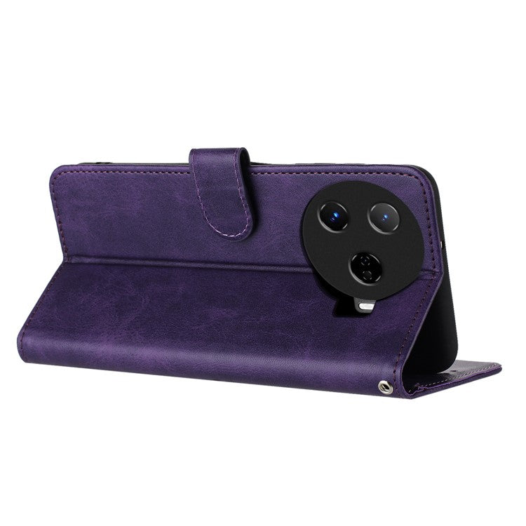 For TECNO Camon 30 Pro 5G Case Business Leather Stand Wallet Shockproof Phone Cover - Purple