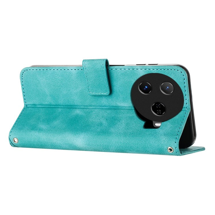 For TECNO Camon 30 Pro 5G Cell Phone Case Triangle Imprinted Leather Stand Cover - Green