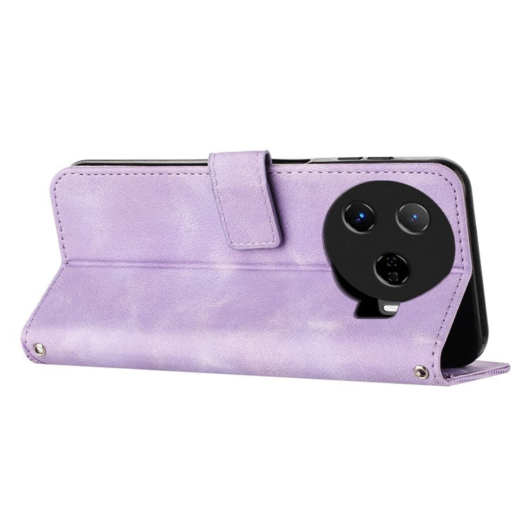 For TECNO Camon 30 Pro 5G Cell Phone Case Triangle Imprinted Leather Stand Cover - Purple