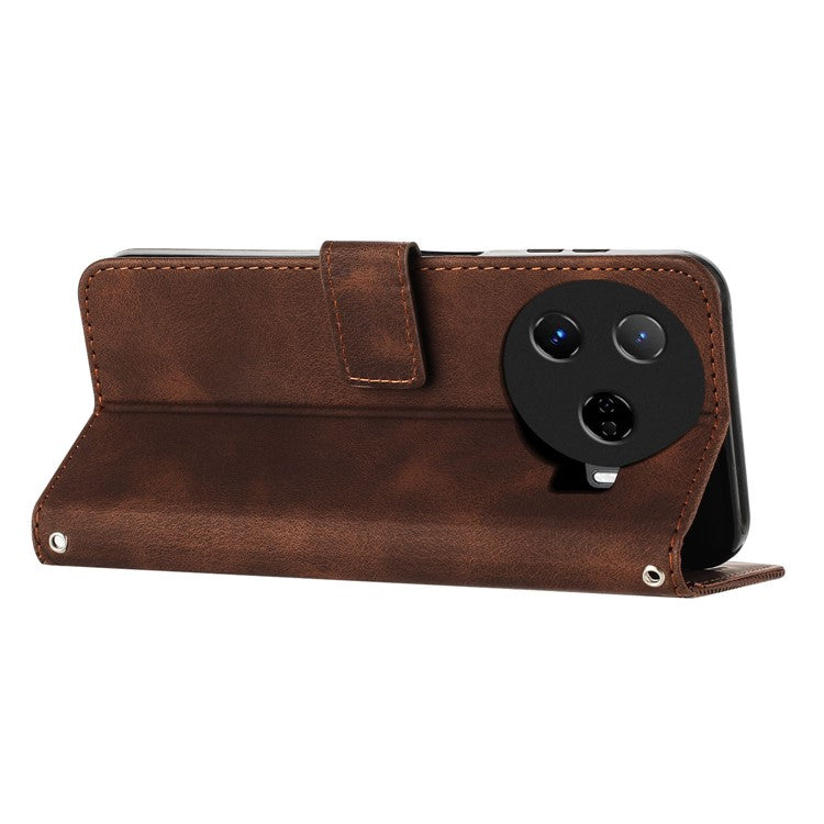 For TECNO Camon 30 Pro 5G Cell Phone Case Triangle Imprinted Leather Stand Cover - Brown